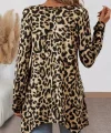 Kadın Uzun Kollu Bisiklet Yaka Leopar Desenli Süprem Bluz