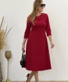 Kadın Uzun Kollu Bisiklet Yaka Midi Ithal Krep Elbise