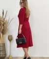 Kadın Uzun Kollu Bisiklet Yaka Midi Ithal Krep Elbise