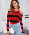 Kadın Uzun Kollu Bisiklet Yaka Omuzları Açık Triko Bluz