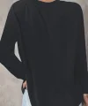 Kadın Uzun Kollu Bisiklet Yaka Salaş Yün Viskon Bluz