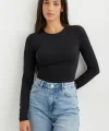 Kadın Uzun Kollu Bisiklet Yaka Süprem Bluz