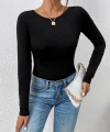 Kadın Uzun Kollu Bisiklet Yaka Süprem Bluz