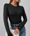 Kadın Uzun Kollu Bisiklet Yaka Süprem Bluz