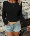 Kadın Uzun Kollu Bisiklet Yaka Triko Bluz