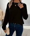Kadın Uzun Kollu Bisiklet Yaka Viskon Bluz