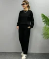 Kadın Uzun Kollu Bisiklet Yaka Viskon Iki Iplik Bluz Ve Pantolon Ikili Takım
