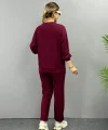 Kadın Uzun Kollu Bisiklet Yaka Viskon Iki Iplik Bluz Ve Pantolon Ikili Takım