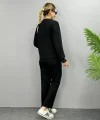 Kadın Uzun Kollu Bisiklet Yaka Viskon Iki Iplik Bluz Ve Pantolon Ikili Takım