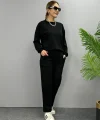 Kadın Uzun Kollu Bisiklet Yaka Viskon Iki Iplik Bluz Ve Pantolon Ikili Takım