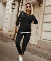 Kadın Uzun Kollu Bisiklet Yaka Yandan Fermuarlı Viskon Iki Iplik Bluz Ve Pantolon Ikili Takım
