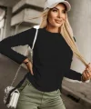 Kadın Uzun Kollu Bisiklet Yaka Yanları Ve Kolları Büzgülü Kadife Bluz