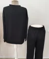 Kadın Uzun Kollu Bisiklet Yakalı Düğmeli Viskon Iki Iplik Bluz Ve Pantolon Ikili Takım