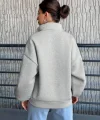 Kadın Uzun Kollu Boğazlı Yaka Fermuar Detay üç Iplik şardonlu Sweat