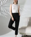 Kadın Uzun Kollu Dalıç Kumaş Cep Detay Beli Lastikli ütüsüz Pantolon