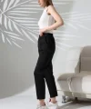 Kadın Uzun Kollu Dalıç Kumaş Cep Detay Beli Lastikli ütüsüz Pantolon