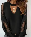 Kadın Uzun Kollu Damla Detaylı Viskon Iki Iplik Bluz