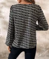 Kadın Uzun Kollu Damla Detaylı Yaka Desenli Süprem Bluz