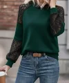 Kadın Uzun Kollu Dantelli Kapşonlu Viskon Iki Iplik Bluz