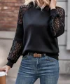 Kadın Uzun Kollu Dantelli Kapşonlu Viskon Iki Iplik Bluz