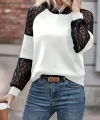 Kadın Uzun Kollu Dantelli Kapşonlu Viskon Iki Iplik Bluz