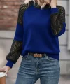 Kadın Uzun Kollu Dantelli Kapşonlu Viskon Iki Iplik Bluz