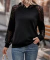 Kadın Uzun Kollu Dantelli Kapşonlu Viskon Iki Iplik Bluz