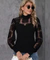 Kadın Uzun Kollu Dantelli Yarı Balıkçı Yaka Viskon Bluz