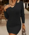 Kadın Uzun Kollu Derin V Yakalı Kısa Triko Elbise