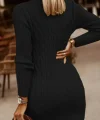 Kadın Uzun Kollu Derin V Yakalı Kısa Triko Elbise