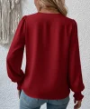 Kadın Uzun Kollu Dökümlü Kruvaze Yaka Kol Ucu Gipeli Sandy Bluz