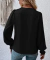 Kadın Uzun Kollu Dökümlü Kruvaze Yaka Kol Ucu Gipeli Sandy Bluz