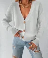 Kadın Uzun Kollu Düğme Detay Triko Bluz