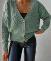 Kadın Uzun Kollu Düğme Detay Triko Bluz