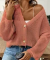 Kadın Uzun Kollu Düğme Detay Triko Bluz