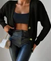 Kadın Uzun Kollu Düğme Detay Triko Hırka