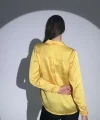 Kadın Uzun Kollu Düğmeli Buluz Gömlek - Sarı