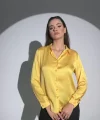 Kadın Uzun Kollu Düğmeli Buluz Gömlek - Sarı