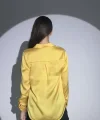 Kadın Uzun Kollu Düğmeli Buluz Gömlek - Sarı