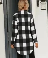 Kadın Uzun Kollu Ekoseli önden Düğmeli Dokuma Uzun Gömlek