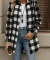 Kadın Uzun Kollu Ekoseli önden Düğmeli Dokuma Uzun Gömlek