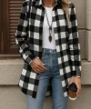 Kadın Uzun Kollu Ekoseli önden Düğmeli Dokuma Uzun Gömlek