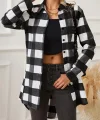 Kadın Uzun Kollu Ekoseli önden Düğmeli Dokuma Uzun Gömlek