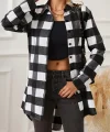 Kadın Uzun Kollu Ekoseli önden Düğmeli Dokuma Uzun Gömlek