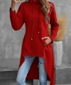 Kadın Uzun Kollu Geniş Dökümlü Yaka Etek Ucu Ters U Iki Iplik Tunik