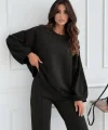 Kadın Uzun Kollu Geniş Kesim Modal Bluz Ve Pantolon Ikili Takım