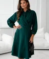 Kadın Uzun Kollu Hakim V Yakalı Yandan Toka Detaylı Ithal Mini Krep Elbise