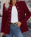 Kadın Uzun Kollu Hakim Yaka önden Düğmeli Kısa Atlas Ceket