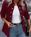 Kadın Uzun Kollu Hakim Yaka önden Düğmeli Kısa Atlas Ceket