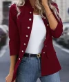 Kadın Uzun Kollu Hakim Yaka önden Düğmeli Kısa Atlas Ceket